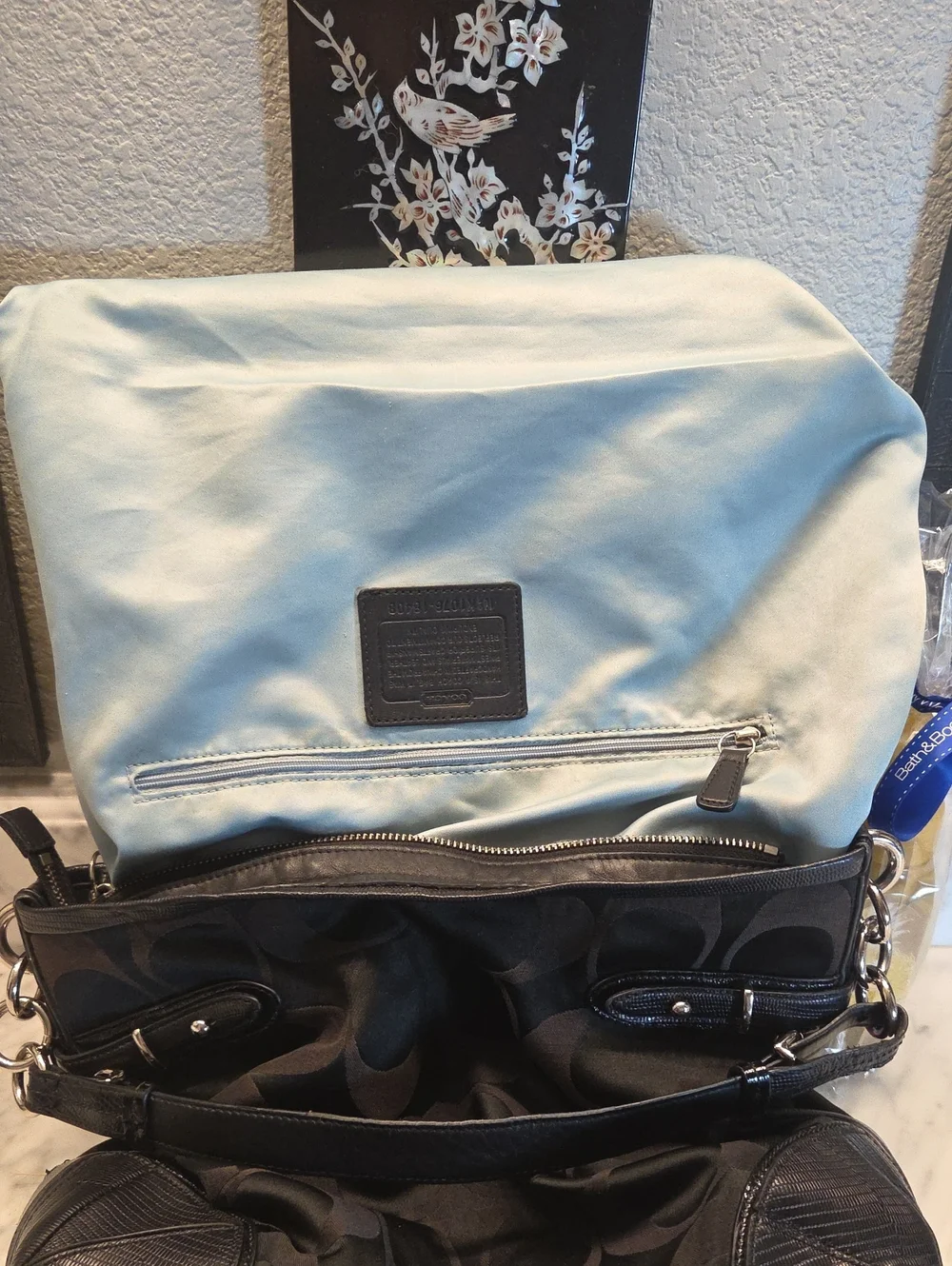 Pre-loved 2010 Coach Signature Logo Black/Brown Hobo Bag